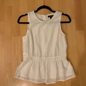 JCrew White Peplum Top